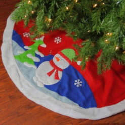 48" Red Fleece Christmas Snowman Winter Tree Skirt With White Faux Fur Trim -Best Christmas Store dyno 2484515 1 4 19793.1667536375