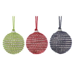 Set Of 3 Green And Blue Contemporary Christmas Ball Ornaments 10.25"