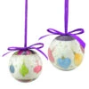 8pc Purple And White Decoupage Shatterproof Christmas Ball Ornaments 2.25" (57mm)