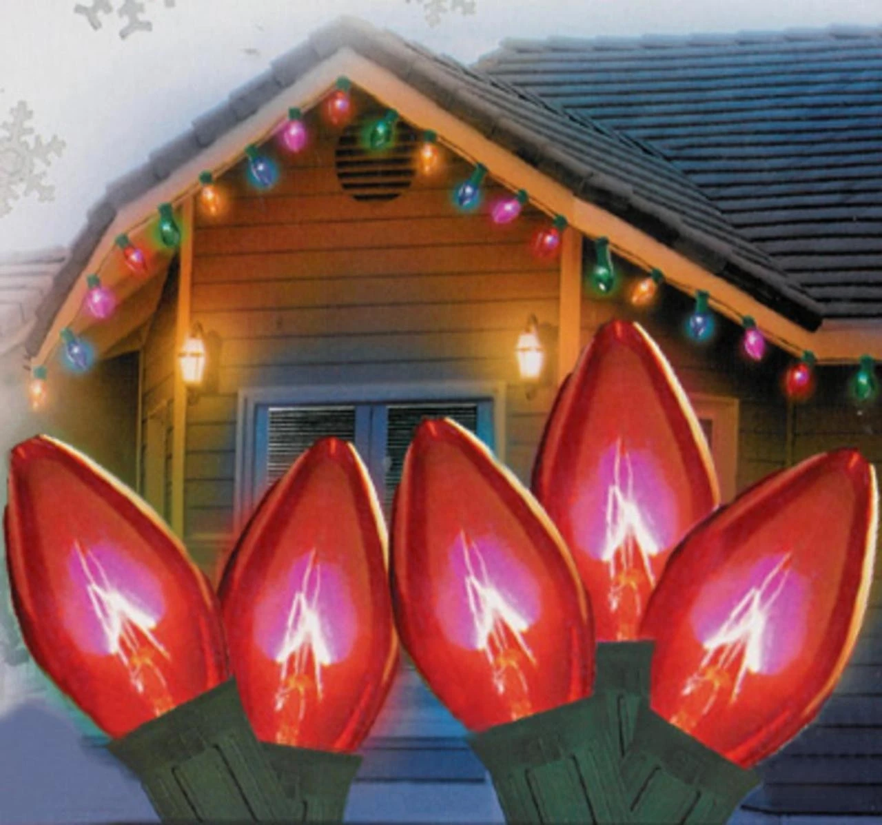 25ct Red Transparent C9 Christmas Light Set - 24ft Green Wire 1 25ct Red Transparent C9 Christmas Light Set - 24ft Green Wire