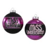 4ct Purple And Black Shiny Glass Christmas Ball Ornaments 3.25" (80mm)