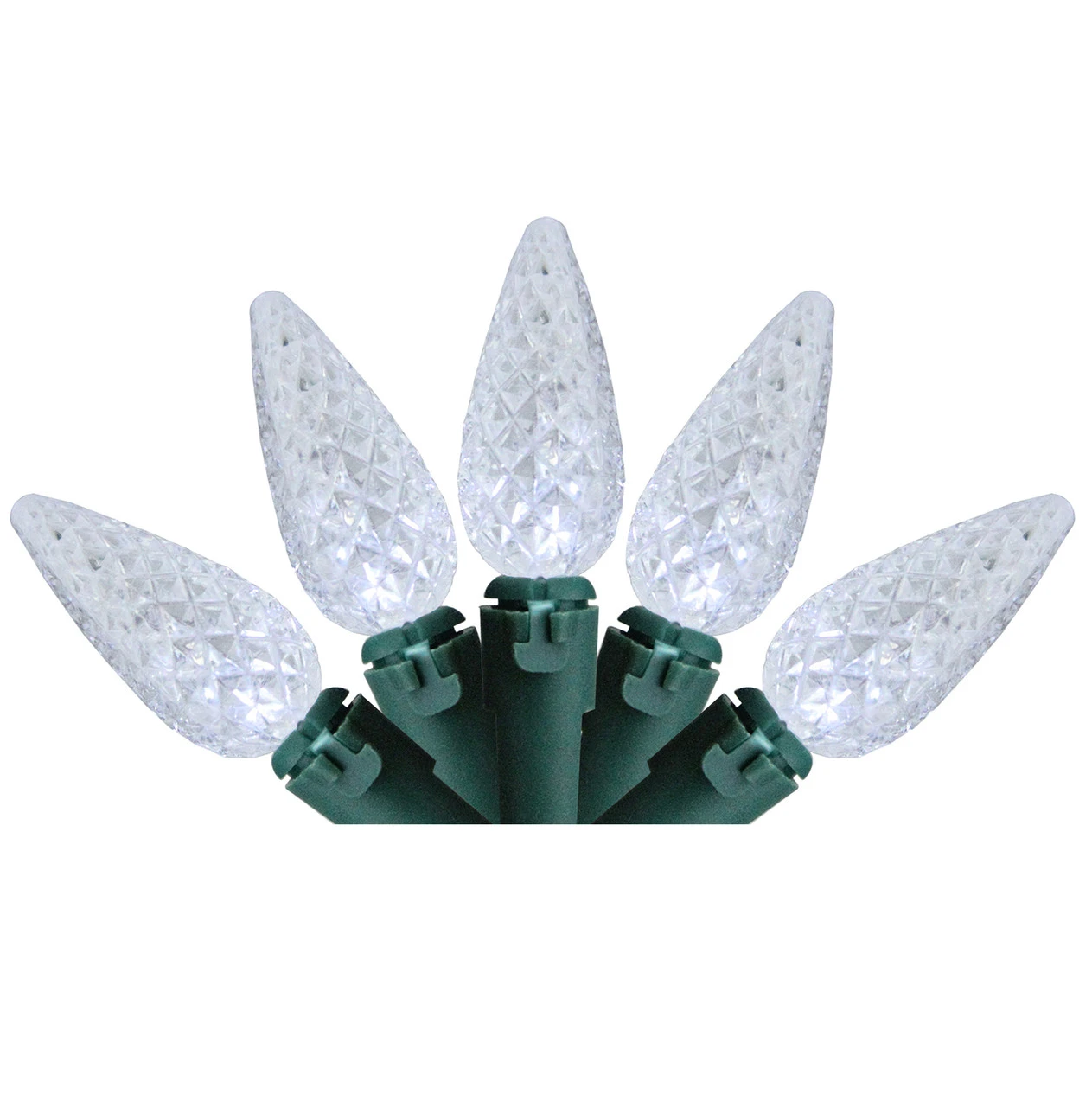 35 Battery Operated White Faceted LED C6 Christmas Lights - 11 Ft Green Wire 1 35 Battery Operated White Faceted LED C6 Christmas Lights - 11 Ft Green Wire