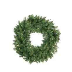 Pre-Lit Buffalo Fir Artificial Christmas Wreath - 24-Inch, Warm White LED Lights