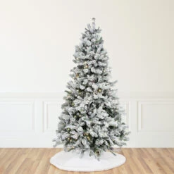 9' Pre-Lit Medium Flocked Victoria Pine Artificial Christmas Tree - Dual Color LED Lights