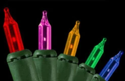 50-Count Pink And Yellow Mini Christmas Light Set, 9.15ft Green Wire