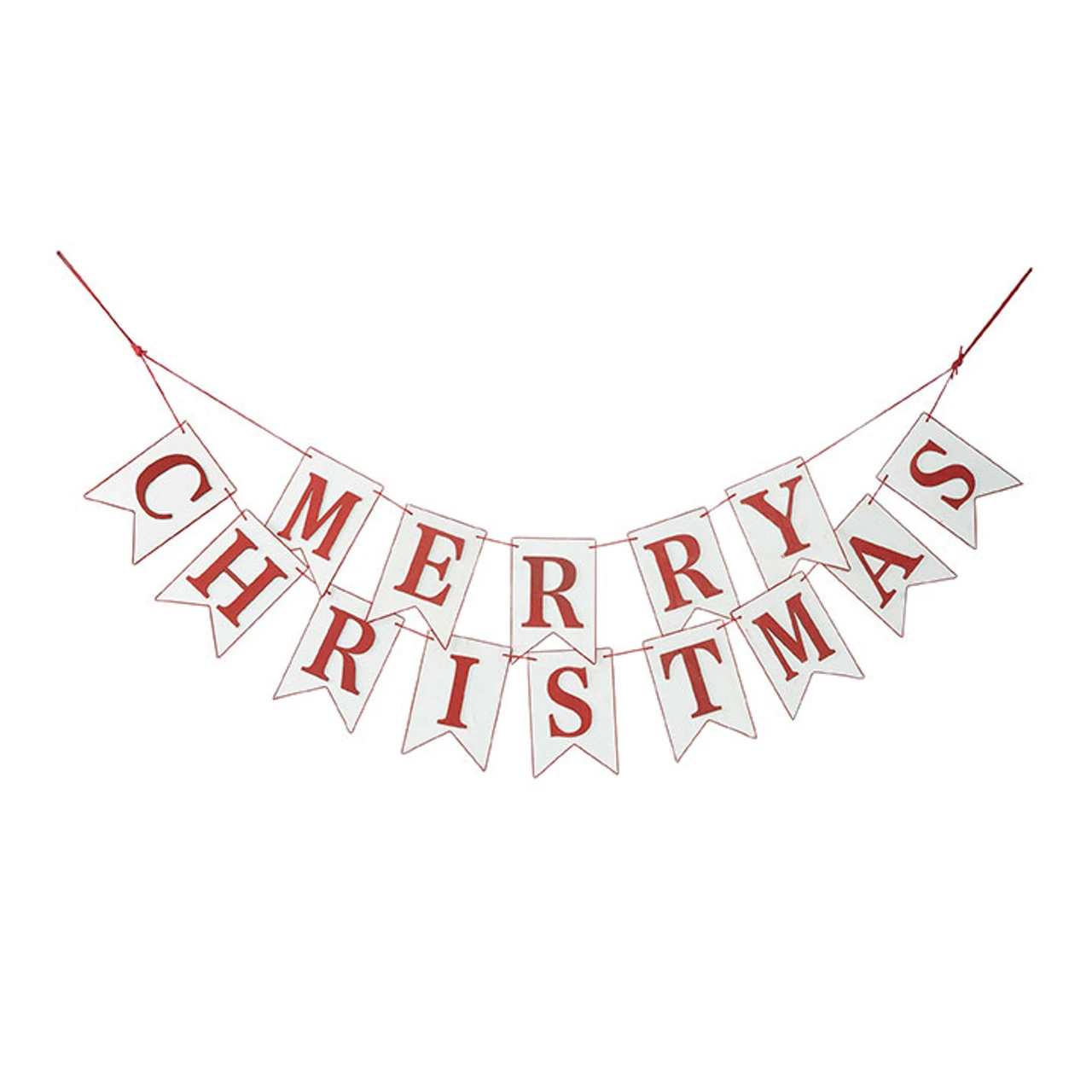 4' White And Red Merry Christmas Wood Banner Garland - Unlit 1 4' White And Red Merry Christmas Wood Banner Garland - Unlit