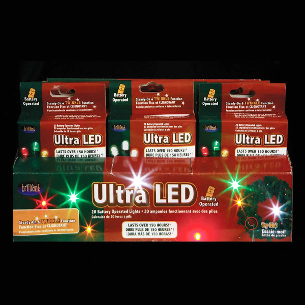 24 Battery Operated Multi-colored LED Christmas Lights - 7 Ft Green Wire 1 24 Battery Operated Multi-colored LED Christmas Lights - 7 Ft Green Wire