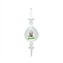 12.5" Winter Scene With Santa Claus Inside Of Glass Christmas Pendant Finial Ornament
