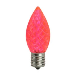 Pack Of 25 Faceted LED C9 Pink Christmas Replacement Bulbs