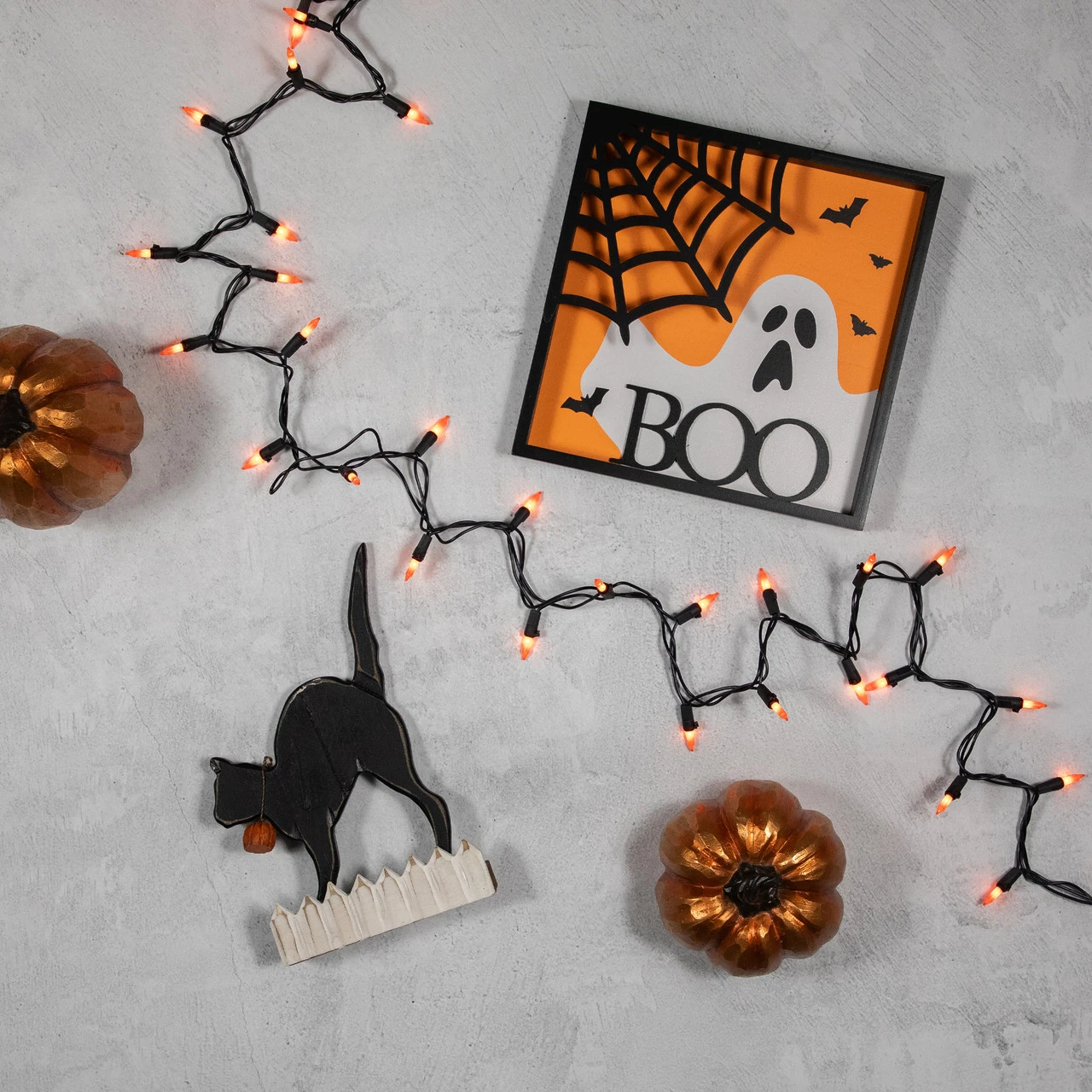 100-Count Orange Mini Halloween Light Set, 20ft Black Wire 2 100-Count Orange Mini Halloween Light Set, 20ft Black Wire - Image 2
