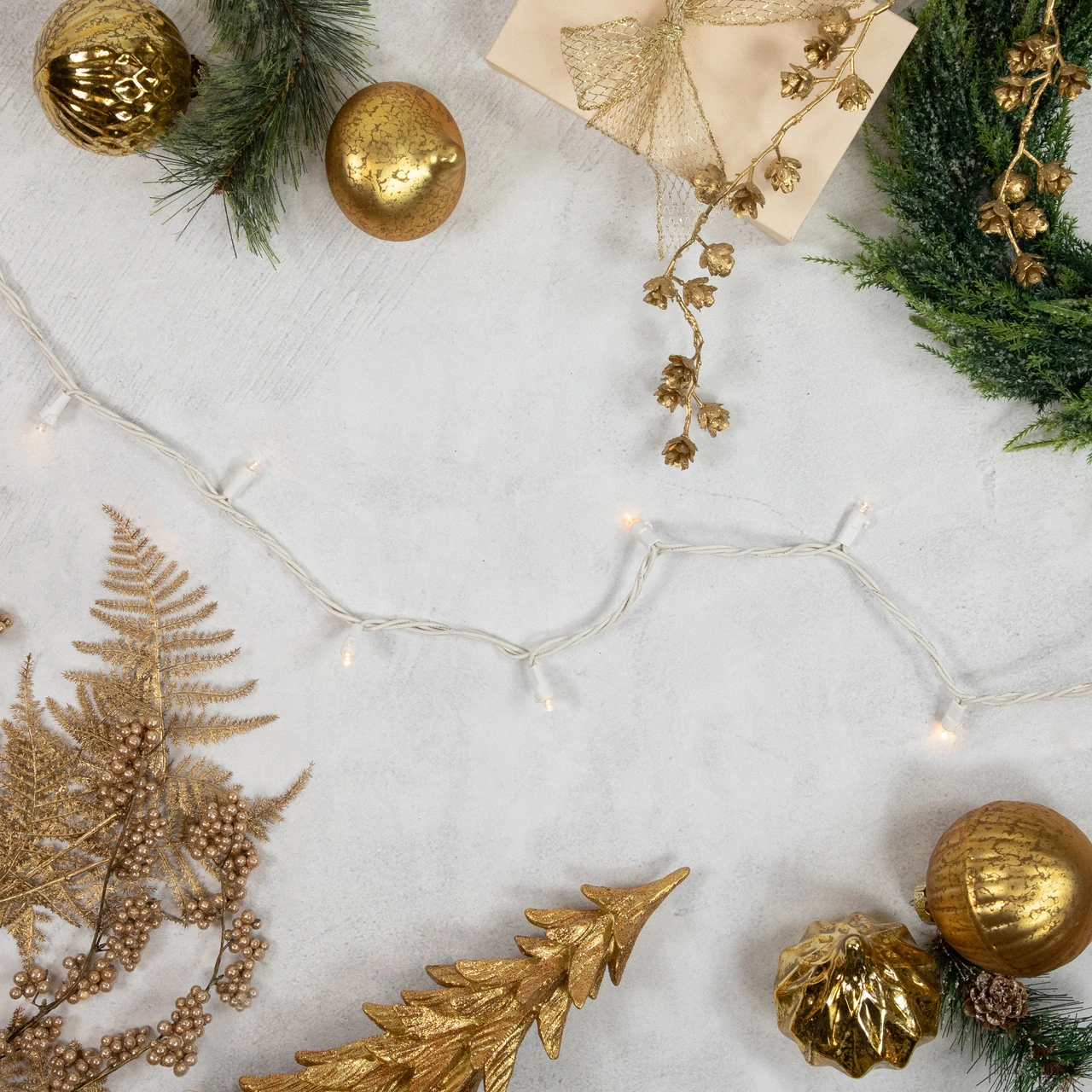 50ct Warm White LED Wide Angle Christmas Lights, 16.25ft White Wire 2 50ct Warm White LED Wide Angle Christmas Lights, 16.25ft White Wire - Image 2