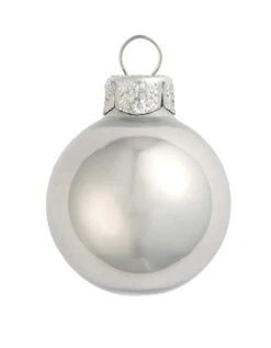 40ct Mercury Silver Pearl Glass Christmas Ball Ornaments 1.5" (40mm)