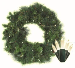 30" Battery Operated Pre-lit LED Anchorage Fir Pine Cone Christmas Wreath - Clear Lights
