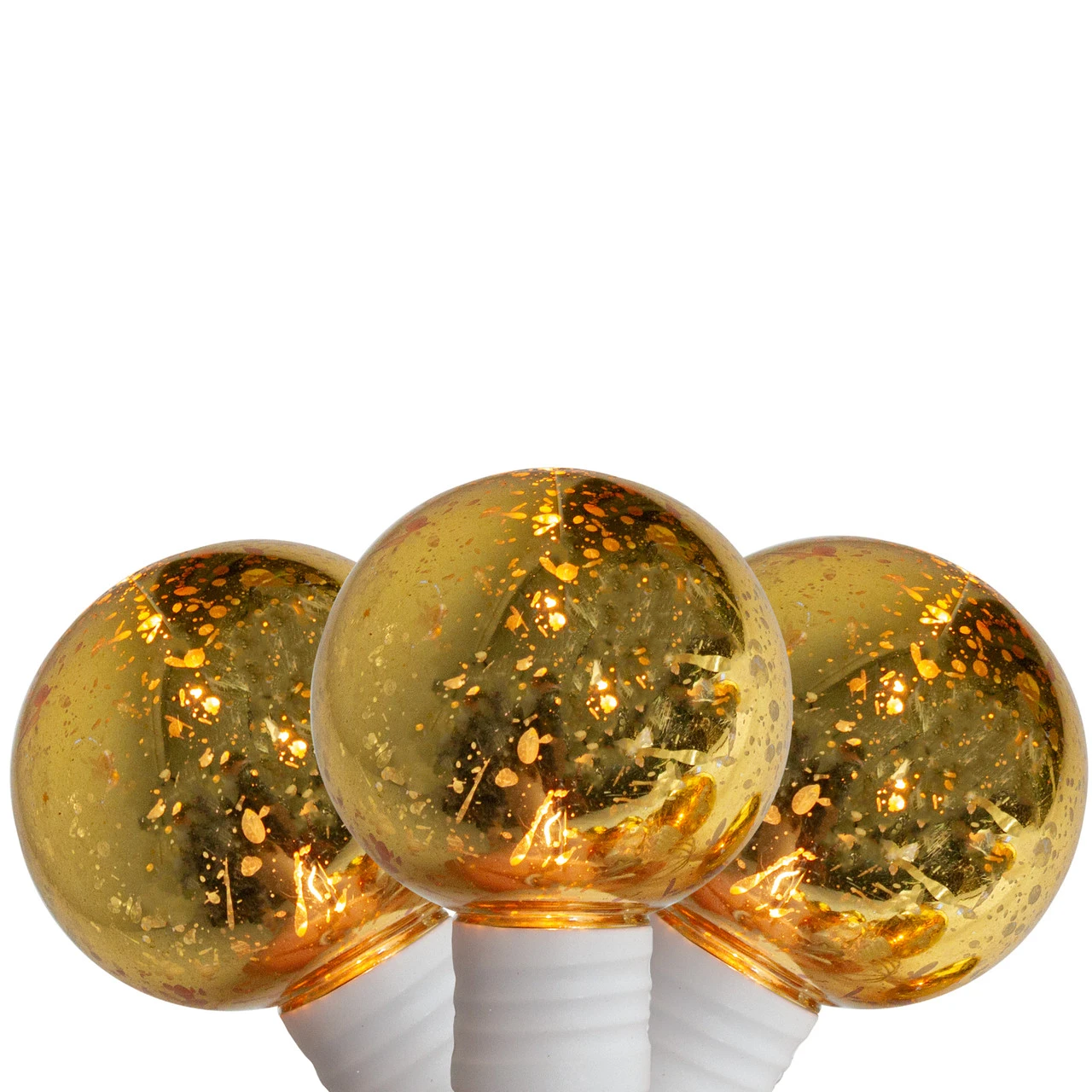 10ct Gold Mercury Glass Style G40 Globe Patio Lights - 5.25ft, White Wire 1 10ct Gold Mercury Glass Style G40 Globe Patio Lights - 5.25ft, White Wire