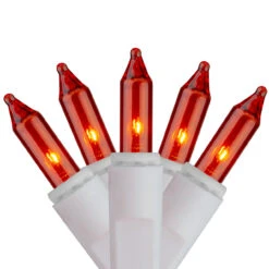 Set Of 100 Amber Orange Everglow Icicle Christmas Lights - White Wire