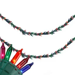 300-Count Multi-Color Mini Christmas Light Garland Set, 9ft Green Wire