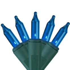 140ct Blue Everglow Chasing Mini Christmas Lights - 48ft, Green Wire