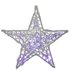 24" Pre-lit Clear And Purple LED Color Changing Spun Glass Hanging Star Christmas Decoration