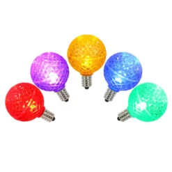 Club Pack Of 25 LED G40 Multi-Color Faceted Replacement Christmas Light Bulbs