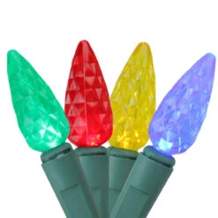 120 Multi Color LED C6 Christmas Lights - 32 Ft Green Wire