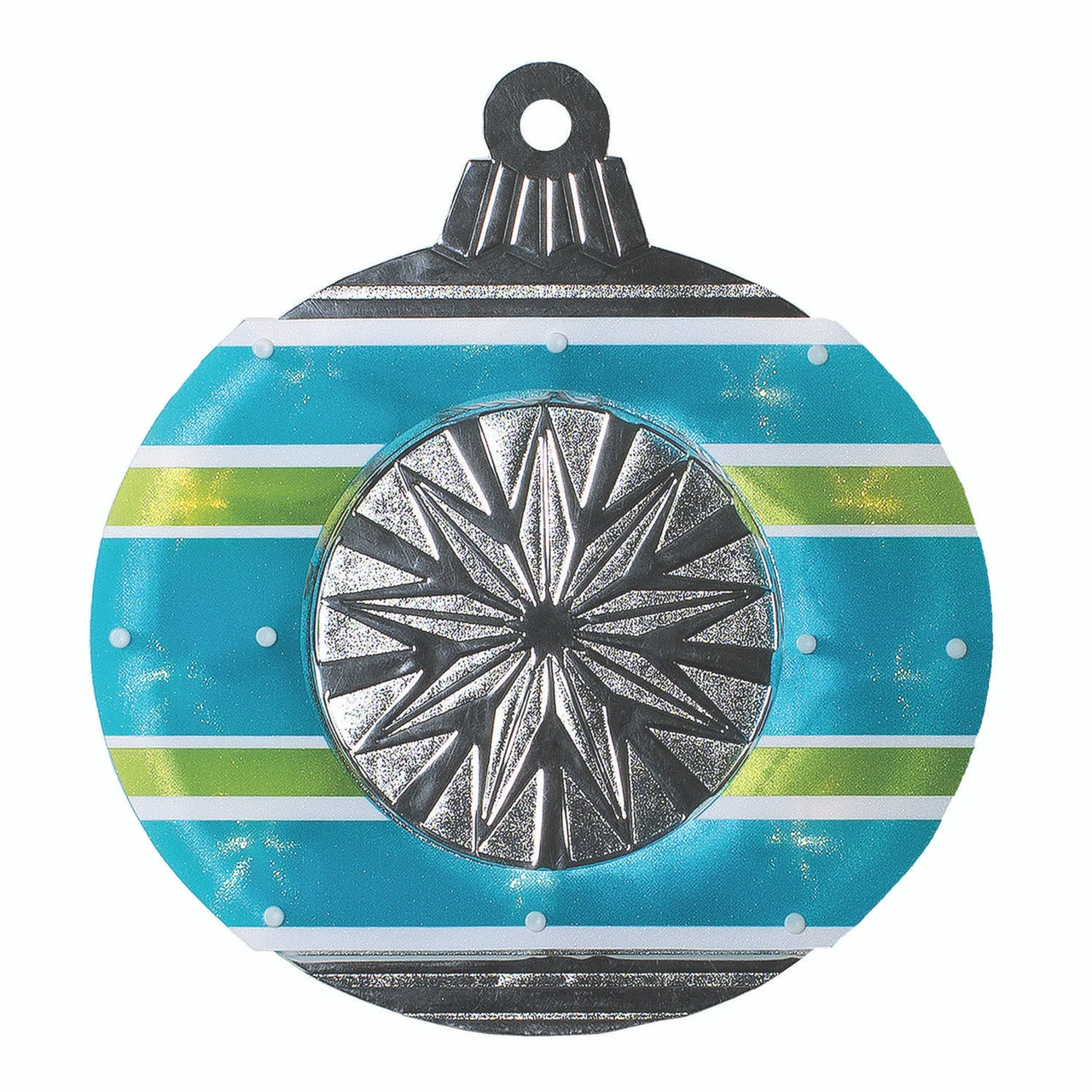 15.5" Blue And Green Lighted Christmas Ornament Window Silhouette 1 15.5" Blue And Green Lighted Christmas Ornament Window Silhouette