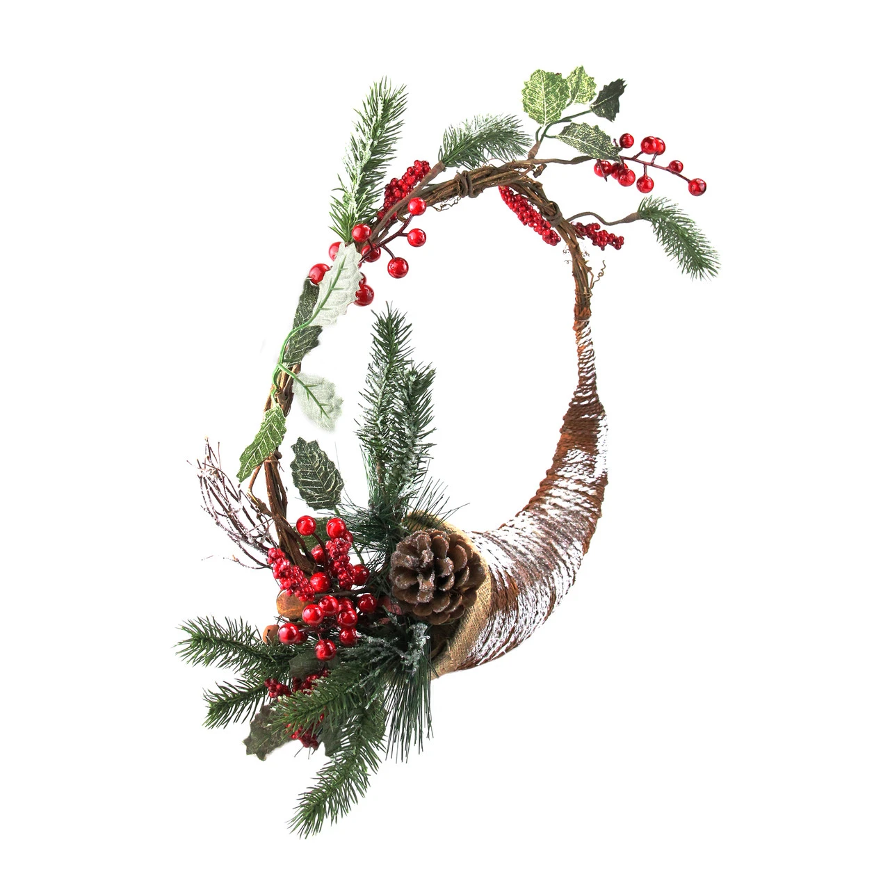 Frosted Cornucopia Artificial Christmas Wreath - 14-Inch, Unlit 2 Frosted Cornucopia Artificial Christmas Wreath - 14-Inch, Unlit - Image 2