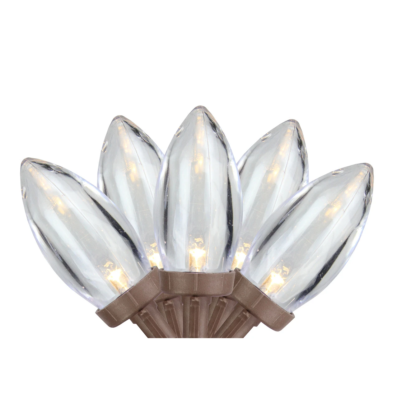 25 Warm White LED C9 Christmas Lights - 16 Ft Brown Wire 1 25 Warm White LED C9 Christmas Lights - 16 Ft Brown Wire