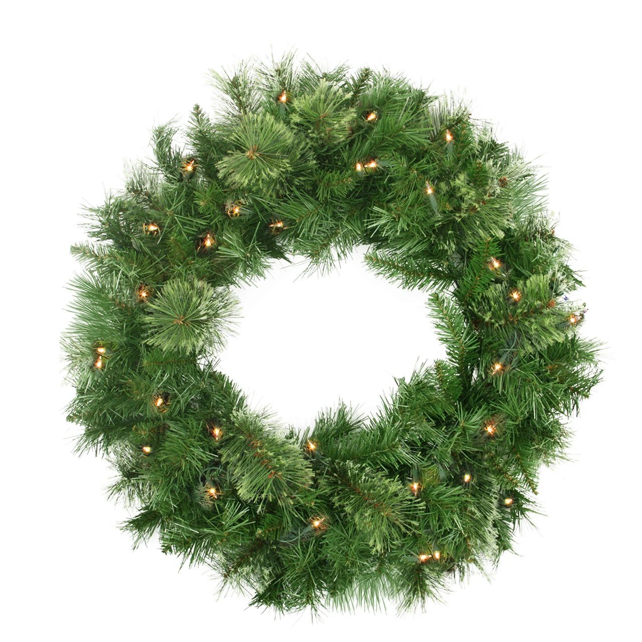 Pre-Lit Mixed Cashmere Pine Artificial Christmas Wreath - 24-Inch, Clear Lights 1 Pre-Lit Mixed Cashmere Pine Artificial Christmas Wreath - 24-Inch, Clear Lights