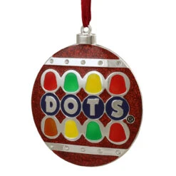3.5" Silver Plated Dots Candy Logo Christmas Ornament With European Crystals