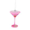 5.5" Pink And Silver Happy Hour Blown Cocktail Glass Christmas Ornament