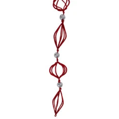 6' Red Glittered Finial And Onion With Silver Ball Christmas Garland