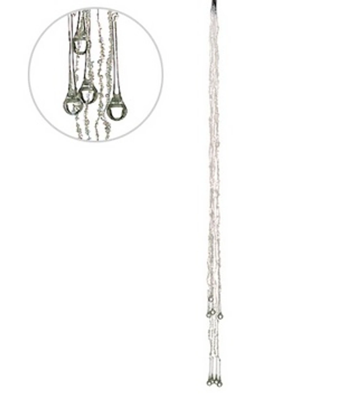 8 White LED Icicle Beaded Glass Drop Christmas Lights - 5 Ft Silver Wire 1 8 White LED Icicle Beaded Glass Drop Christmas Lights - 5 Ft Silver Wire