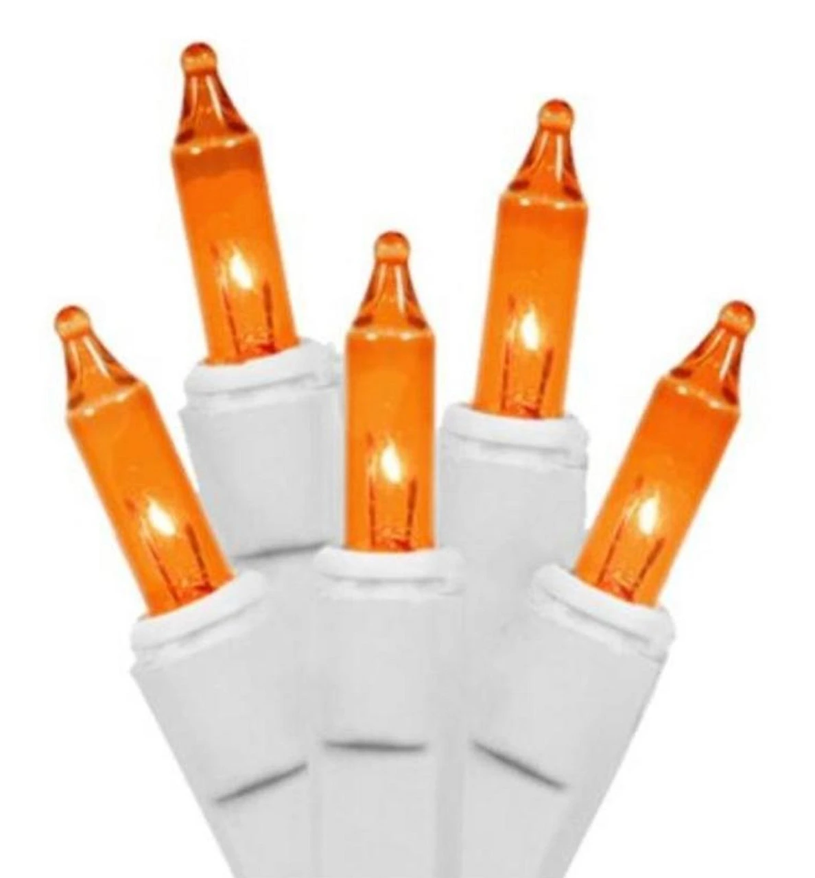 50-Count Orange Steady Mini Christmas Light Set, 9.1ft White Wire 1 50-Count Orange Steady Mini Christmas Light Set, 9.1ft White Wire