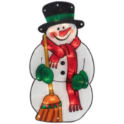 17.5" Lighted Snowman With Broom Christmas Window Silhouette -Best Christmas Store mass20zg20plug 3 33938.1667528340