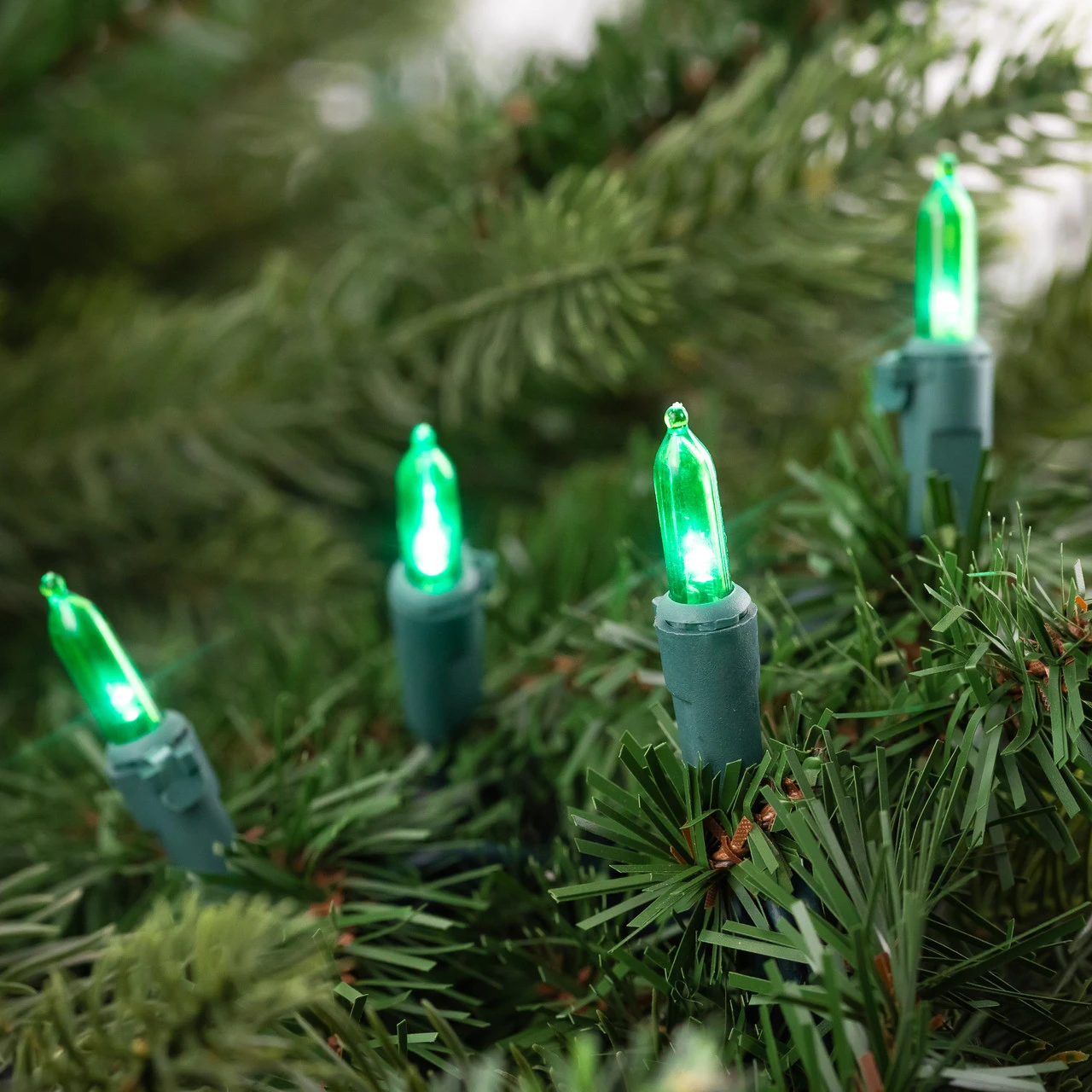 50ct Green LED Mini Christmas Lights, 16.25ft Green Wire 2 50ct Green LED Mini Christmas Lights, 16.25ft Green Wire - Image 2