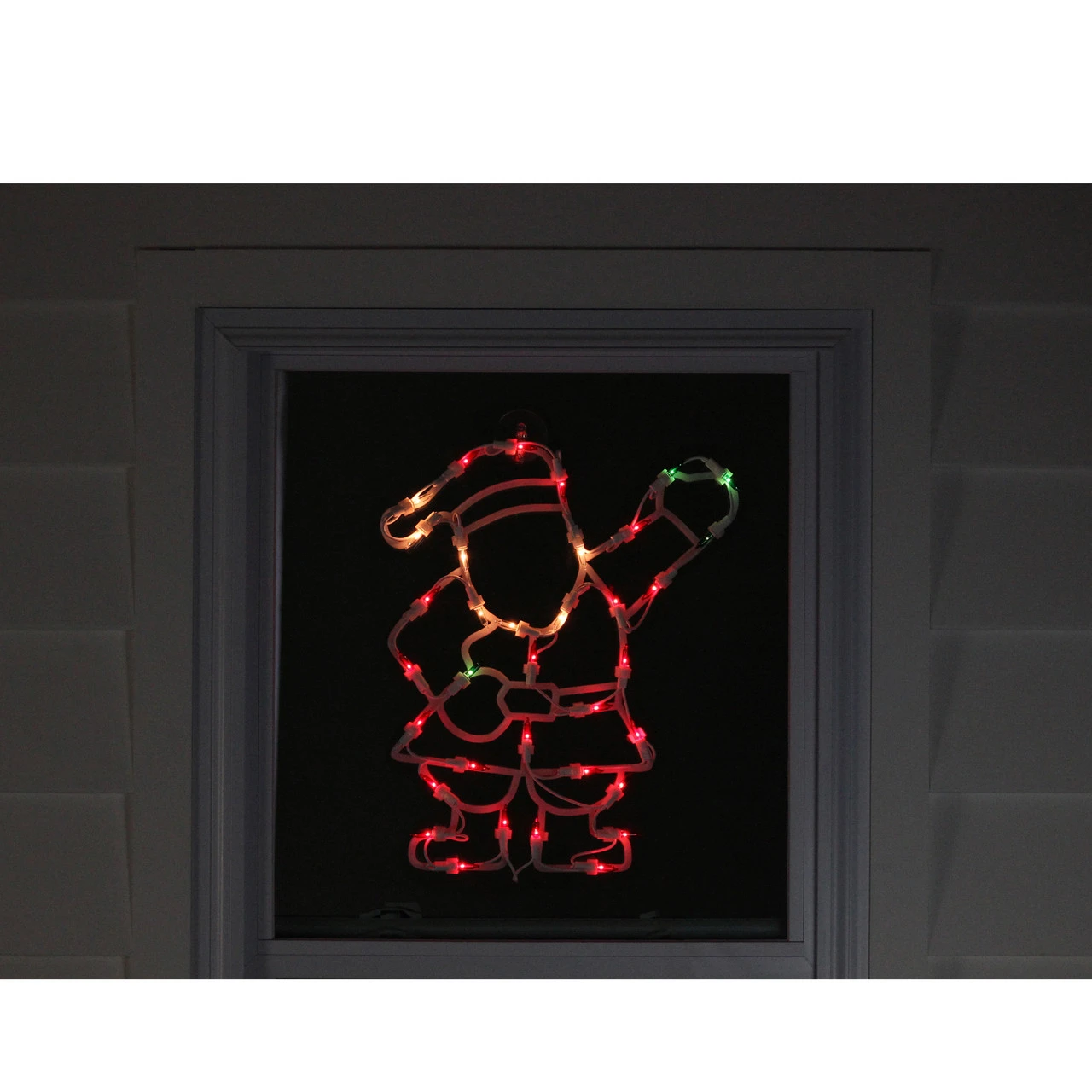 13" Red And Green Lighted Santa Christmas Silhouette Decoration 3 13" Red And Green Lighted Santa Christmas Silhouette Decoration - Image 3