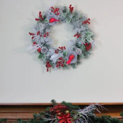Berries And Red Cardinals In Nests Flocked Artificial Christmas Wreath, 24-Inch, Unlit -Best Christmas Store n1rwpxruacpkop1crlcb1t7obdkscdlb 03117.1667530683