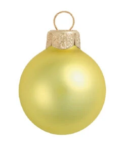 6ct Soft Yellow Glass Matte Finish Christmas Ball Ornaments 4" (100mm)