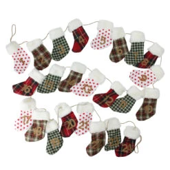 8' X 1" White And Red Stocking Artificial Christmas Garland - Unlit