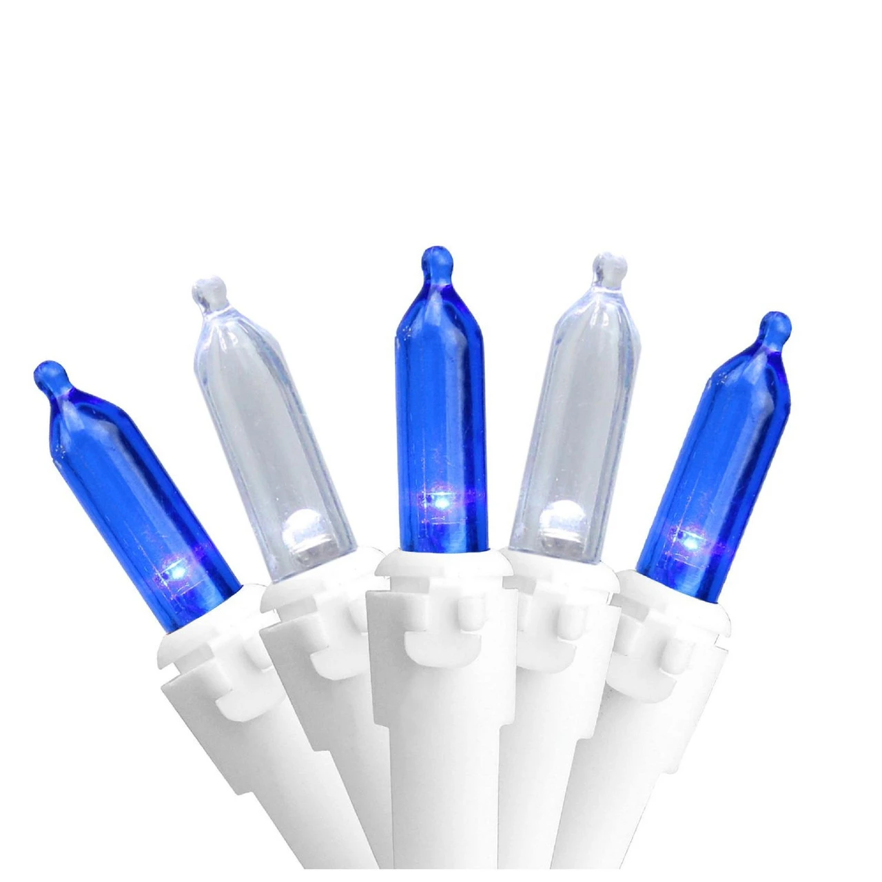 50-Count Blue And White LED Mini Christmas Lights, 16.25ft White Wire 1 50-Count Blue And White LED Mini Christmas Lights, 16.25ft White Wire