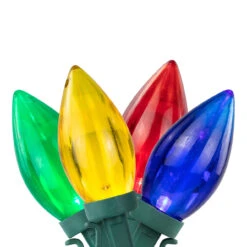 25ct Multi-Color LED C9 Christmas Lights, 16ft Green Wire