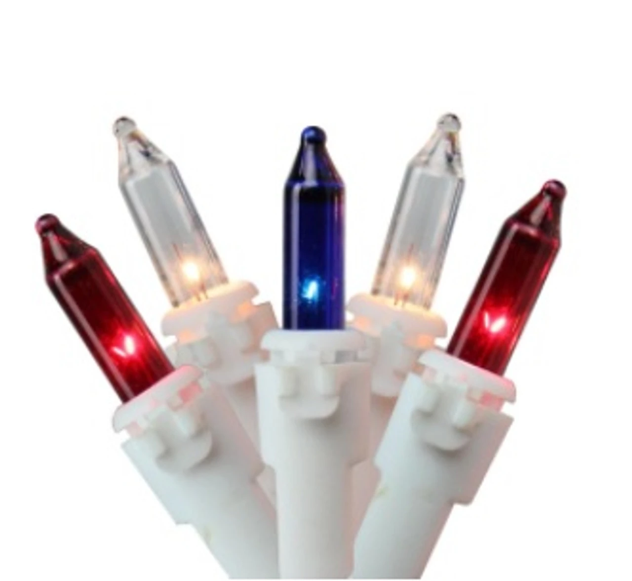 Set Of 100 Patriotic Red, White And Blue Mini Incandescent Christmas Lights 21.25 Ft White Wire 2 Set Of 100 Patriotic Red, White And Blue Mini Incandescent Christmas Lights 21.25 Ft White Wire - Image 2