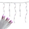 100 Count Pink LED Wide Angle Icicle Christmas Lights, 5.5 Ft White Wire