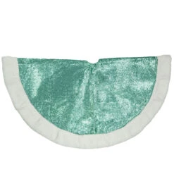 47" Mint Green Sequins Christmas Tree Skirt With White Sherpa Fur Trim -Best Christmas Store northlight20hm14698 03 56120.1684956341