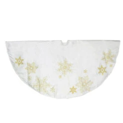 48" White With Gold Embroidered Snowflakes Christmas Tree Skirt -Best Christmas Store northlight20n90780b 90911.1667490813