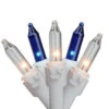 150ct Blue & Clear Mini Icicle Christmas Lights - White Wire