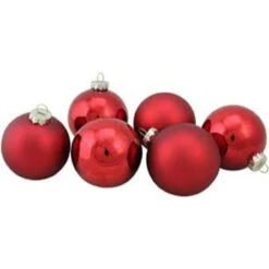 9ct Red 2-Finish Christmas Ball Ornaments 2.5" (65mm) -Best Christmas Store northlight20wy00735 03 48625.1667657597