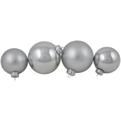 72ct Silver Shiny And Matte Christmas Glass Ball Ornaments 4" (100mm) -Best Christmas Store northlight20wy15216 03 54577.1667576168