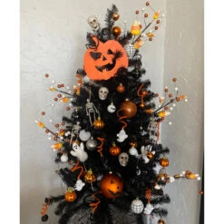 4ft Pre-Lit Black Noble Spruce Artificial Halloween Tree, Orange Lights -Best Christmas Store northlight20z92380 cxpix 00520.1669140865