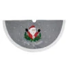 48" Gray And White Traditional Happy Santa Christmas Tree Skirt